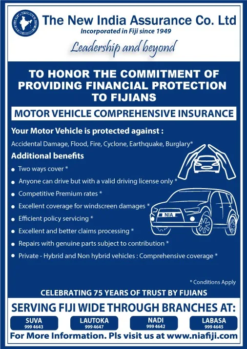 New India Assurance Fiji motor insurance policy document